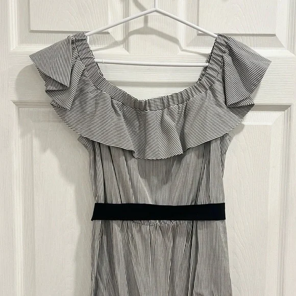 Maje Rigate Off Shoulder Striped Ruffle Dress - Picture 9 of 16